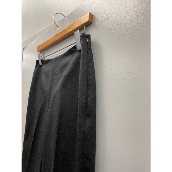 NEW KATIA SERAFINI charcoal flat front side zip wool pant in charcoal
